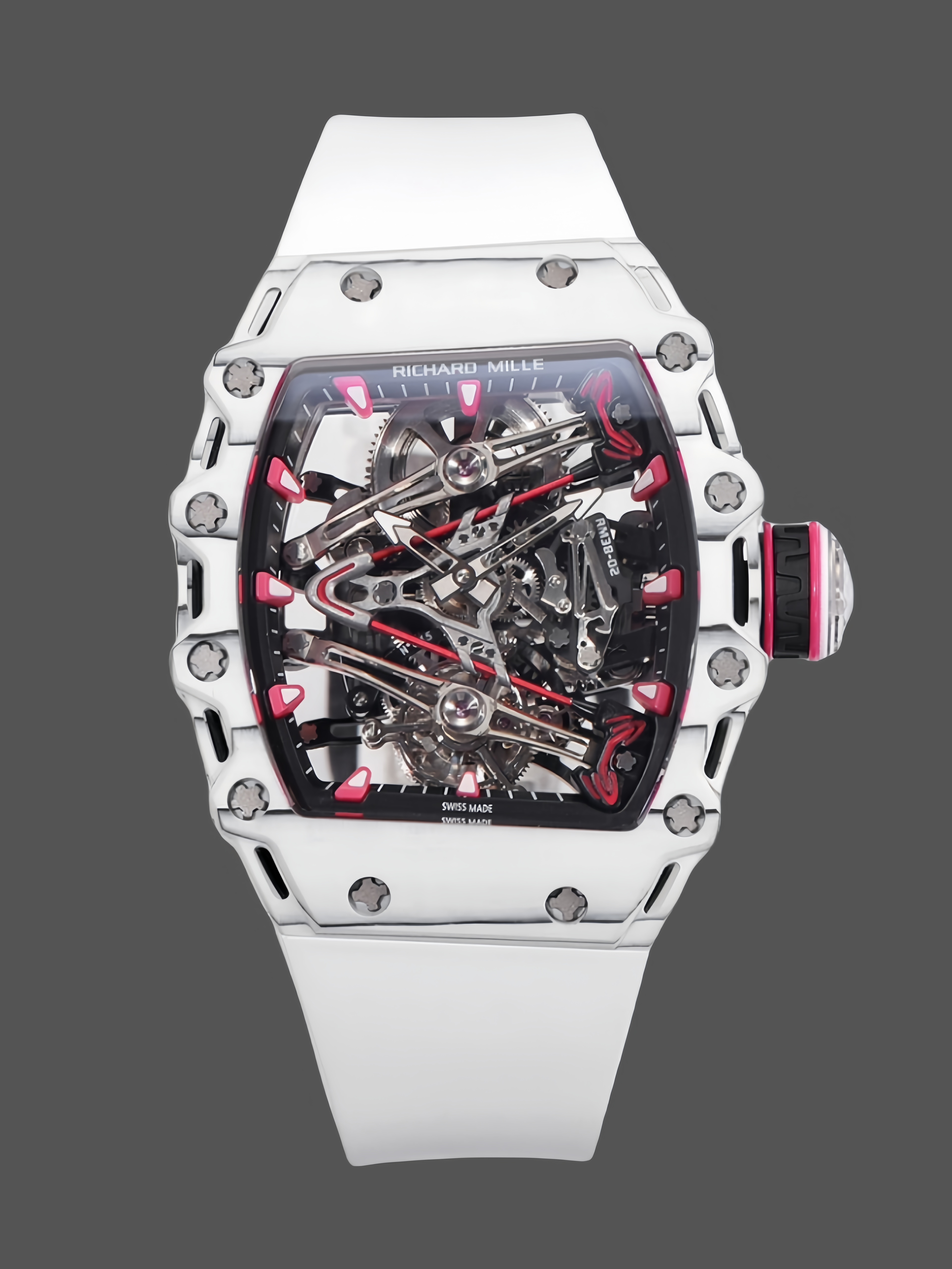 Richard Mille RM 38 02 Bubba Watson Tourbillon White Case Rubber & Fabric Strap - QualitySwissReplica