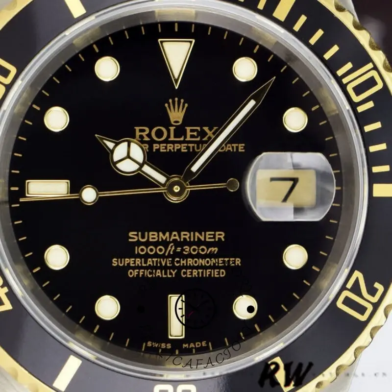 Rolex Submariner Date 16613LN Yellow Gold Stainless Steel Black Dial 40mm Mens Replica Watch - QualitySwissReplica