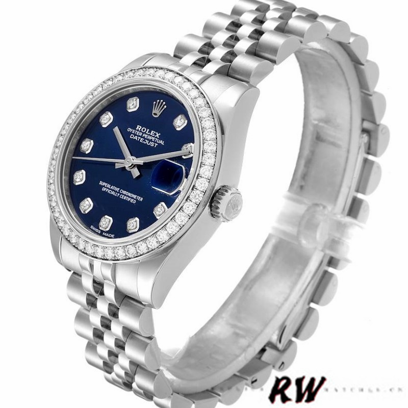 Rolex Datejust 178384 Blue Dial Diamond Bezel 31MM Lady Replica Watch - QualitySwissReplica
