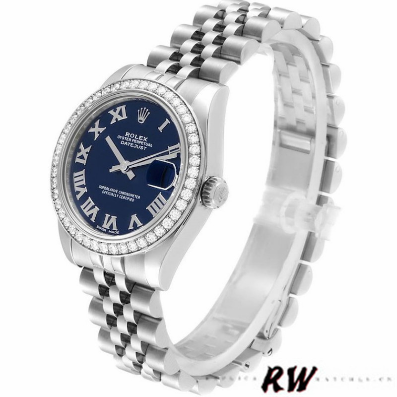 Rolex Datejust 178384 Stainless Steel Blue Roman Dial 31MM Lady Replica Watch - QualitySwissReplica