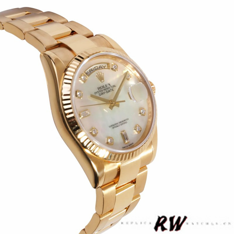 Rolex Day-Date 118238 MOP White Dial 36mm Unisex Replica Watch - QualitySwissReplica