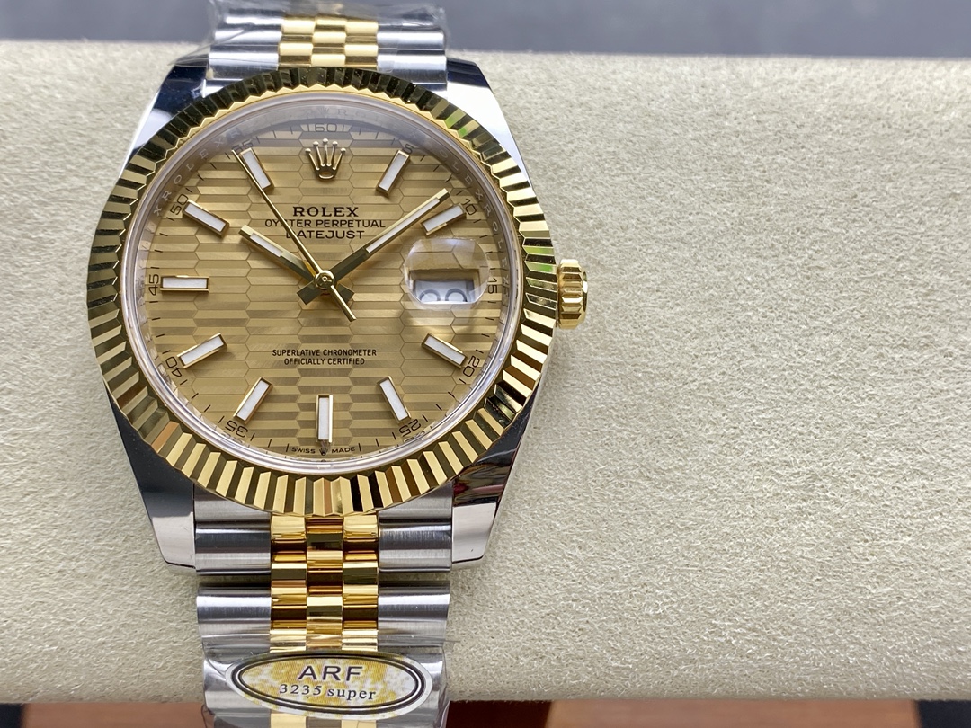 Rolex Datejust 126233 Champagne Motif dial Fluted Bezel 36MM Unisex Replica Watch - QualitySwissReplica