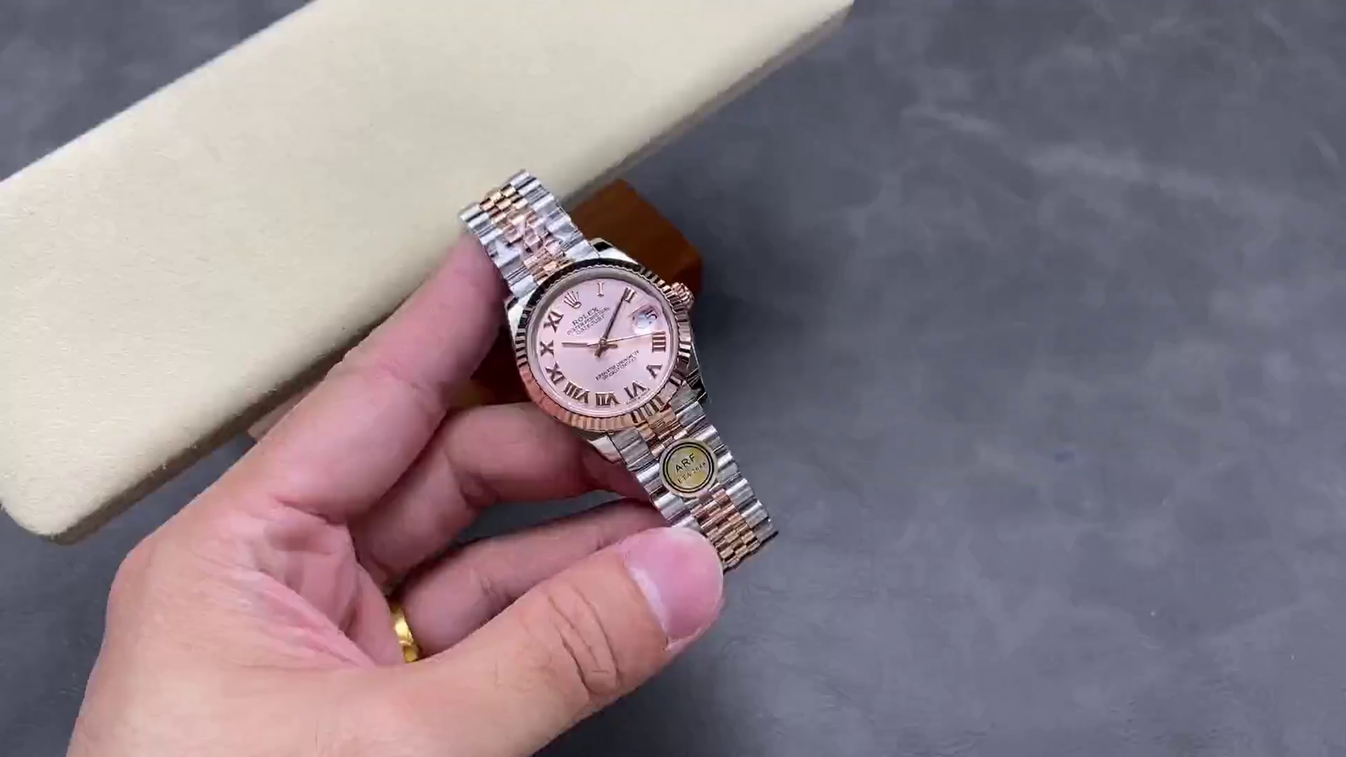 Rolex Datejust 278271 Sun Dust Roman Dial Two Tone Rose Gold Fluted Bezel Jubilee - QualitySwissReplica