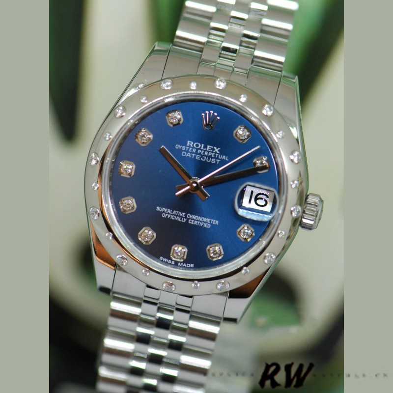 Rolex Datejust 178344 Blue Diamond Dial Jubilee Bracelet 31MM Lady Replica Watch - QualitySwissReplica