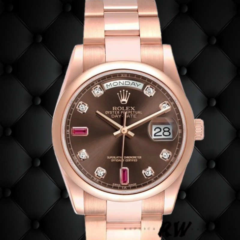 Rolex Day-Date 118205 Chocolate Brown Dial 36mm Unisex Replica Watch - QualitySwissReplica