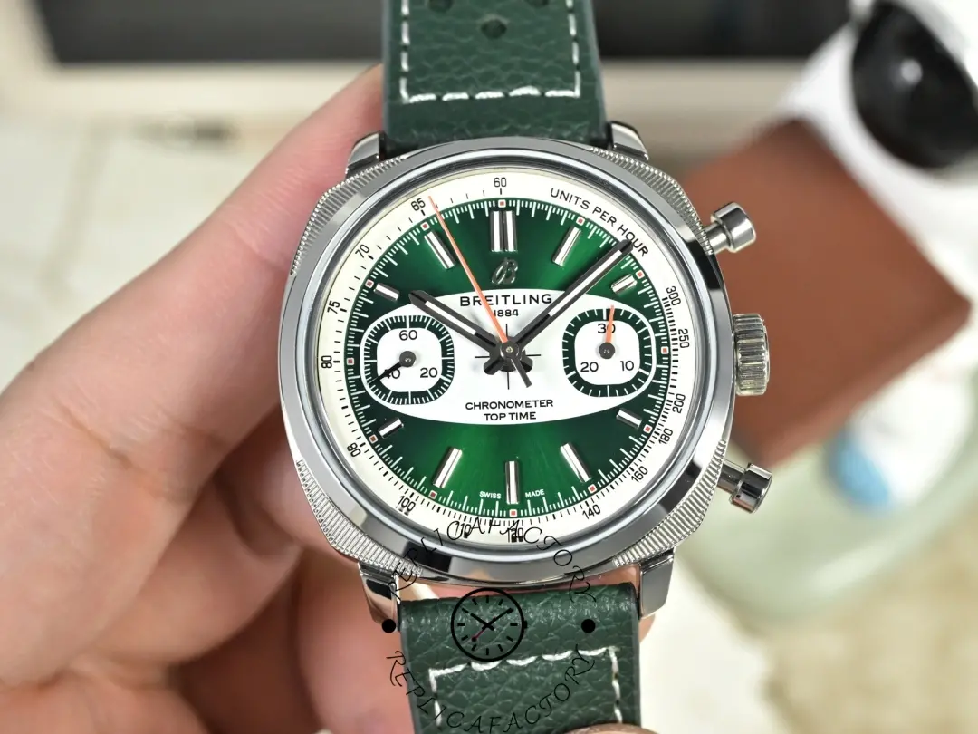 Breitling Top Time B01 Racing Green Dial AB01771A1L1X1 Replica 38mm Leather Watch - QualitySwissReplica
