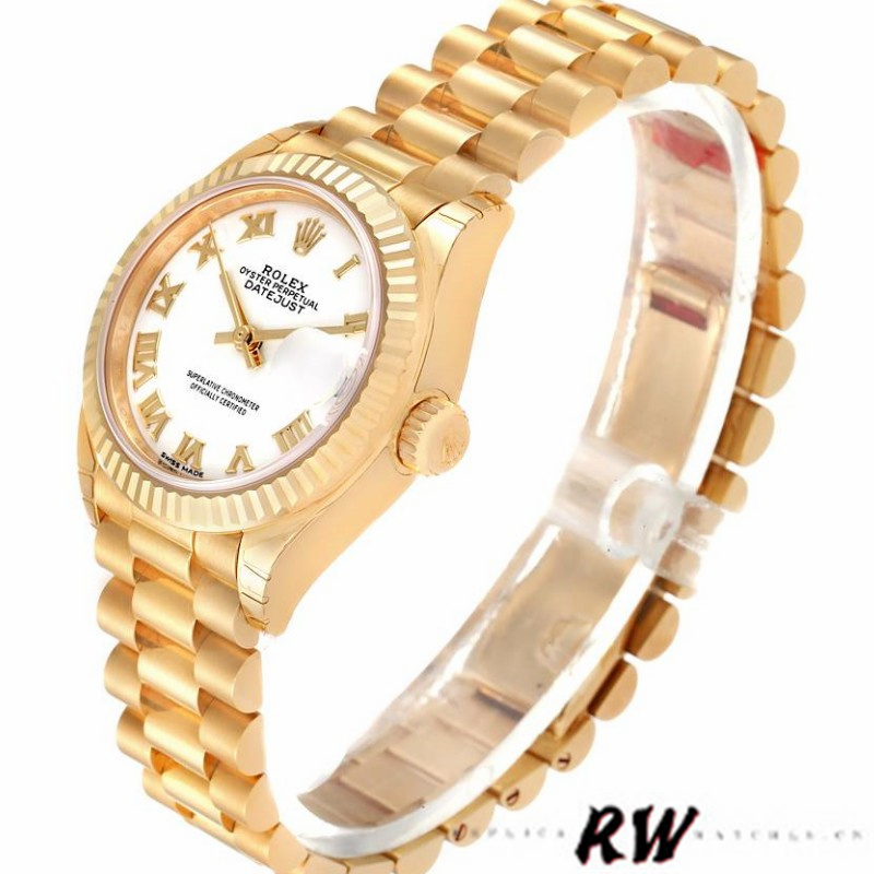 Rolex Datejust 279178 White Roman Dial Fluted Bezel 28mm Lady Replica Watch - QualitySwissReplica
