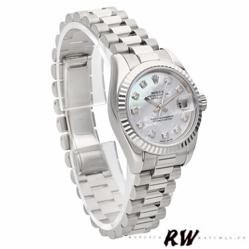 Rolex Datejust 179179 Mother of Pearl Diamond Dial Fluted Bezel 26MM Lady Replica Watch - QualitySwissReplica