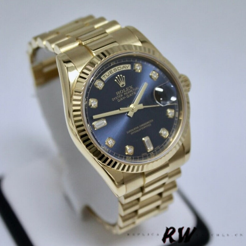 Rolex Day-Date 118238 Blue Diamond Dial Unisex Replica Watch - QualitySwissReplica