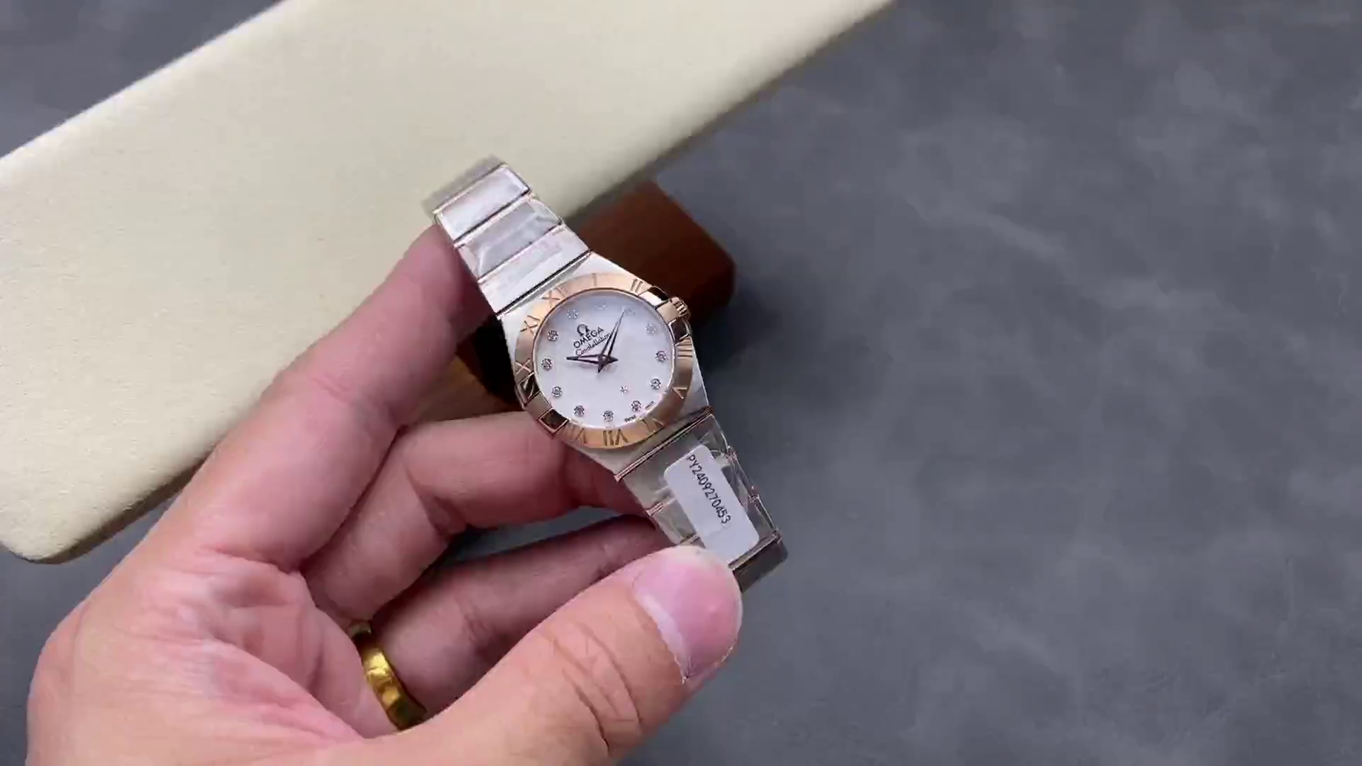 Omega Constellation Clone Quartz 123.20.27.60.52.002 Rose Gold Bezel - QualitySwissReplica