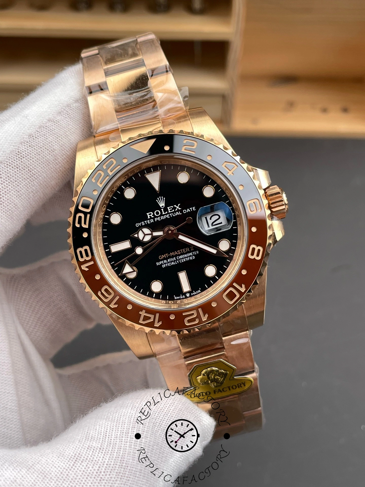 Rolex GMT-Master II 126715CHNR Black Dial Everose case 40MM Mens Replica Watch - QualitySwissReplica
