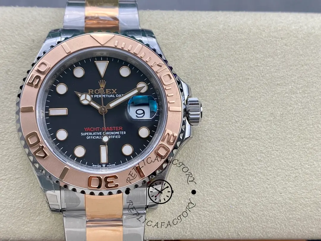 Rolex Yacht-Master 126621-0002 EverRose Gold Black Dial 40MM Mens Replica Watch - QualitySwissReplica