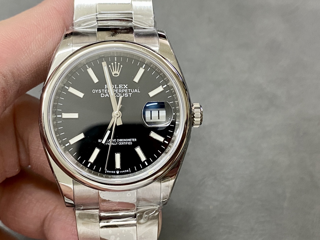 Rolex Datejust 126200 Stainless Steel Black Dial 36MM Unisex Replica Watch - QualitySwissReplica