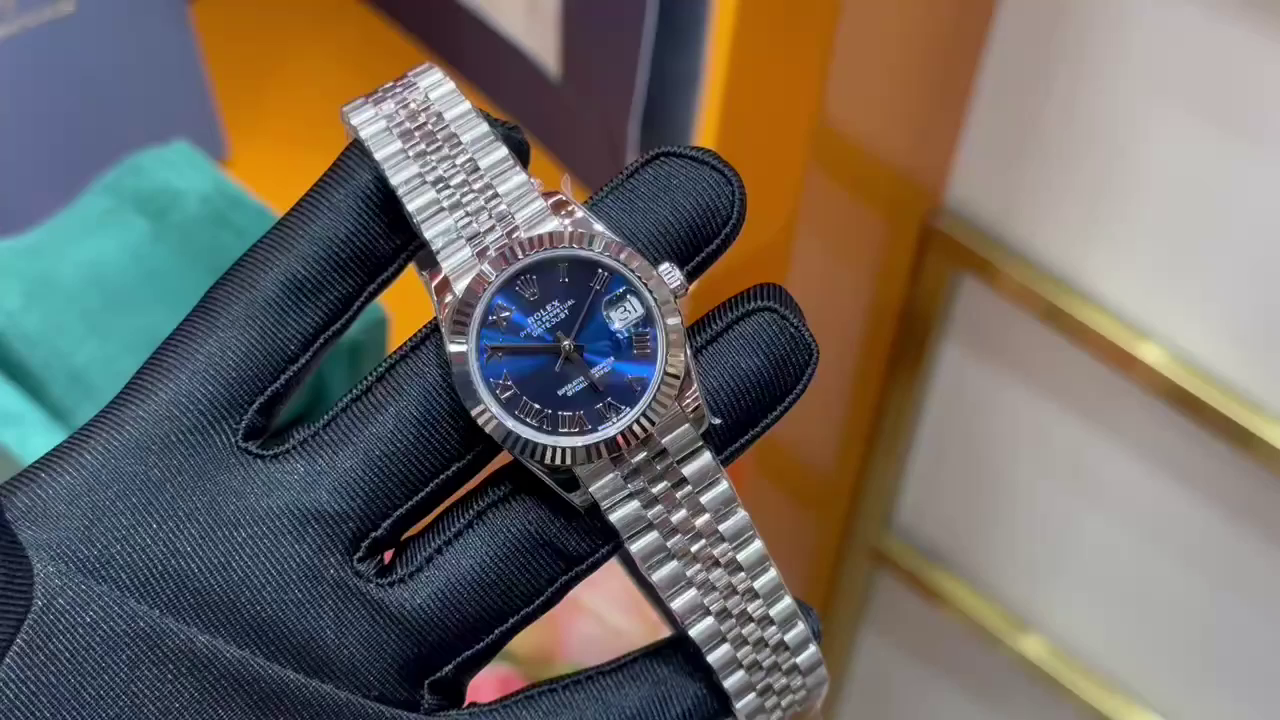 Rolex Datejust Replica 278274-0034 Blue Roman Dial 31 Fluted Bezel - QualitySwissReplica