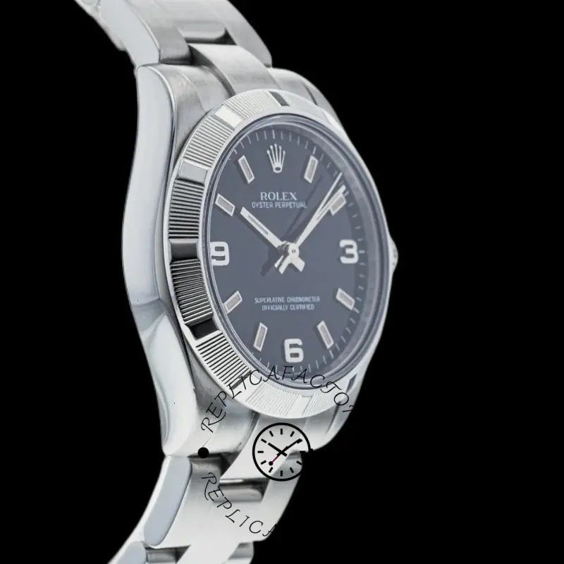 Rolex Oyster Perpetual 177210 Black Dial Pink Baton 31mm Lady Replica Watch - QualitySwissReplica