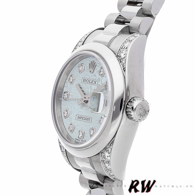Rolex Datejust 179269 Ice Blue Jubilee Dial Diamond Lugs 26MM Lady Replica Watch - QualitySwissReplica