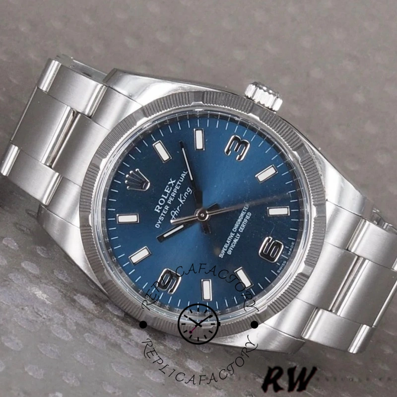 Rolex Oyster Perpetual Air King 114210 Blue Dial 34mm Unisex replica watch - QualitySwissReplica