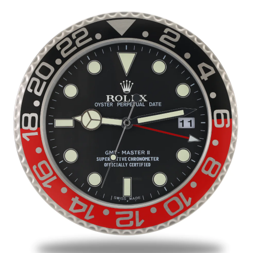 Rolex GMT Master Black & Red Wall Clock - QualitySwissReplica