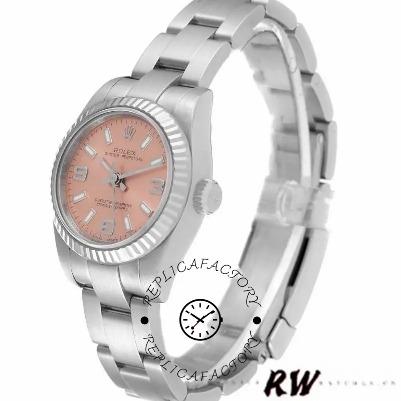 Rolex Oyster Perpetual 176234 Fluted Bezel Pink Dial 26MM Lady Replica Watch - QualitySwissReplica