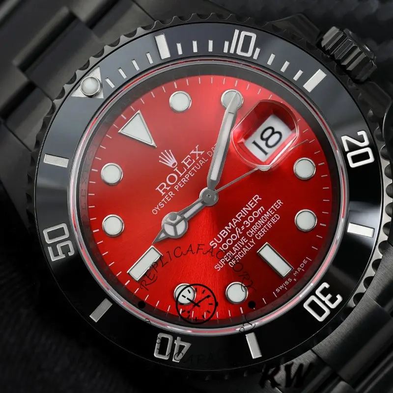 Rolex Submariner Date 116610LN Red Dial Black PVD/DLC Stainless Steel 40MM Mens Replica Watch - QualitySwissReplica