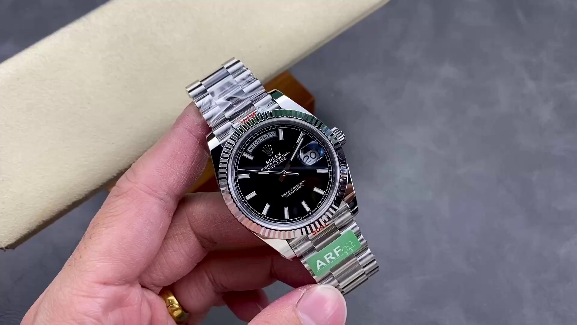 Rolex Day-Date 118239 Black Dial Fluted Bezel 36mm Unisex Replica Watch - QualitySwissReplica