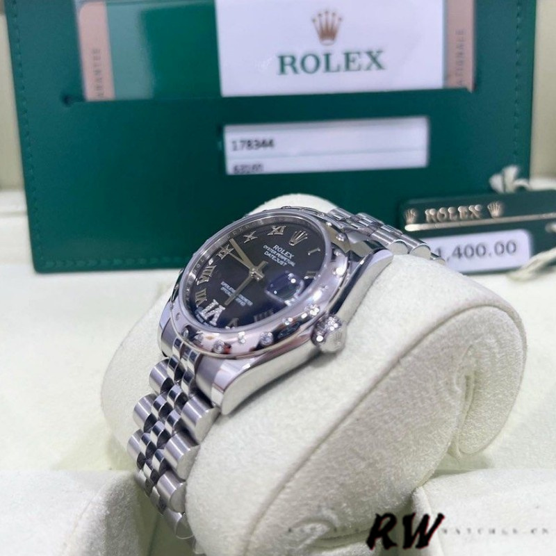 Rolex Datejust 178344 Stainless Steel Blue Dial Diamonds 31MM Lady Replica Watch - QualitySwissReplica