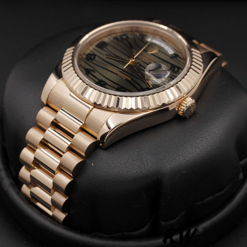 Rolex Day-Date 218235 Wave Bronze Dial Rose Gold 41MM Mens Replica Watch - QualitySwissReplica