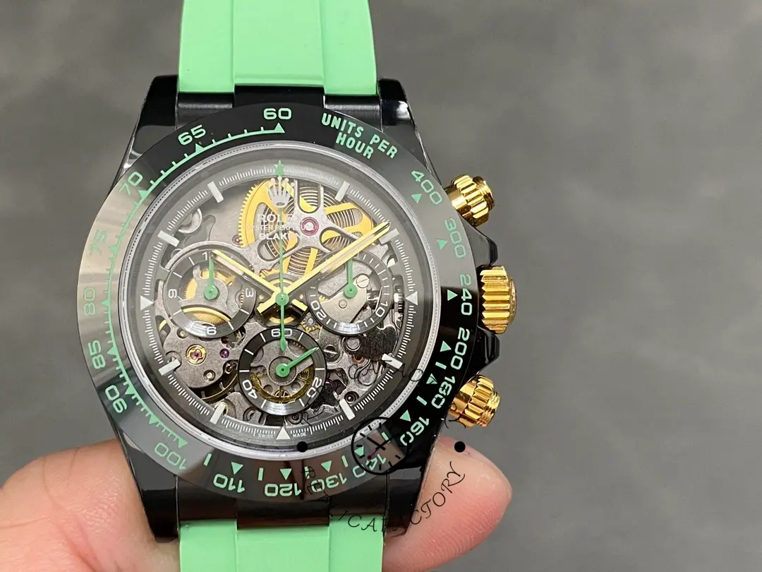 Rolex Daytona PVD Ceramic Bezel GET Best Edition Green Rubber Strap - QualitySwissReplica