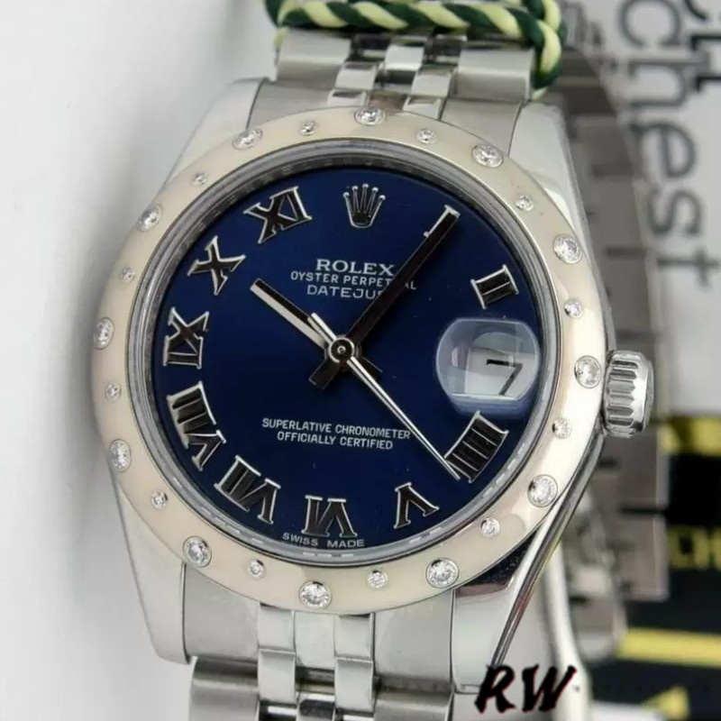 Rolex Datejust 178344 Blue Roman Dial Jubilee Bracelet 31MM Lady Replica Watch - QualitySwissReplica