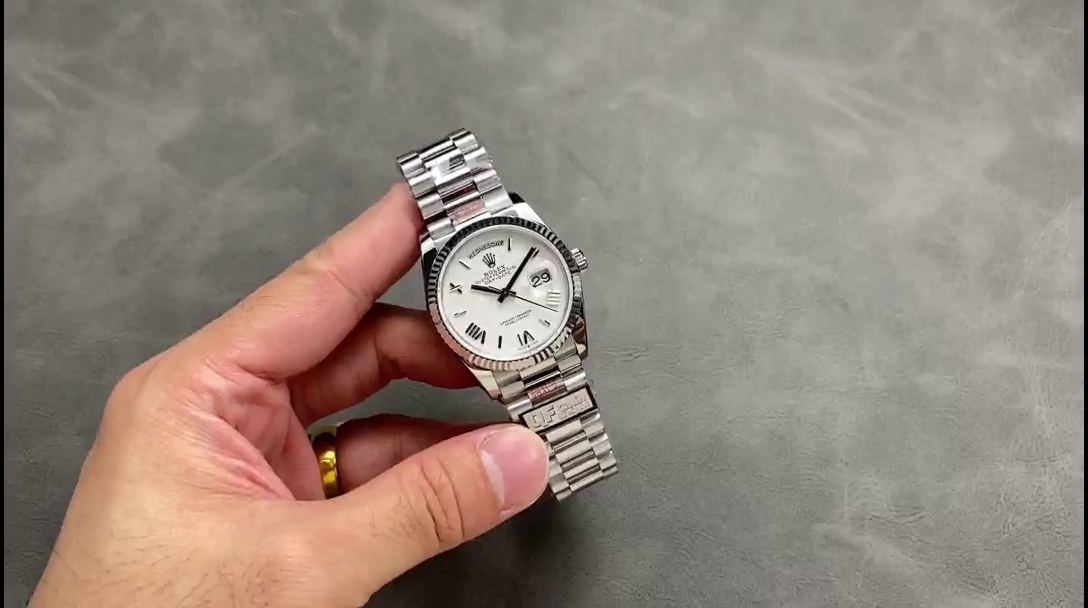 Rolex Day Date 36 White Dial Fluted Bezel White Gold m128239 0059 President Watch - QualitySwissReplica