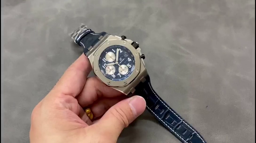 AP 26470ST.OO.A027CA.01 Royal Oak Offshore Replica Navy Leather 42mm Chrono - QualitySwissReplica