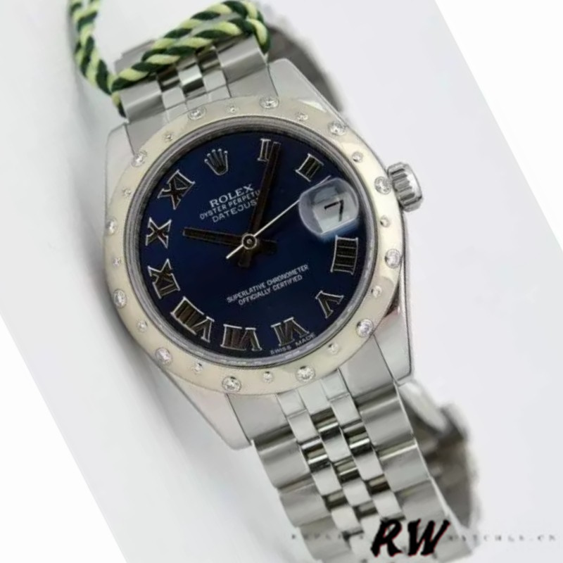 Rolex Datejust 178344 Blue Roman Dial Jubilee Bracelet 31MM Lady Replica Watch - QualitySwissReplica