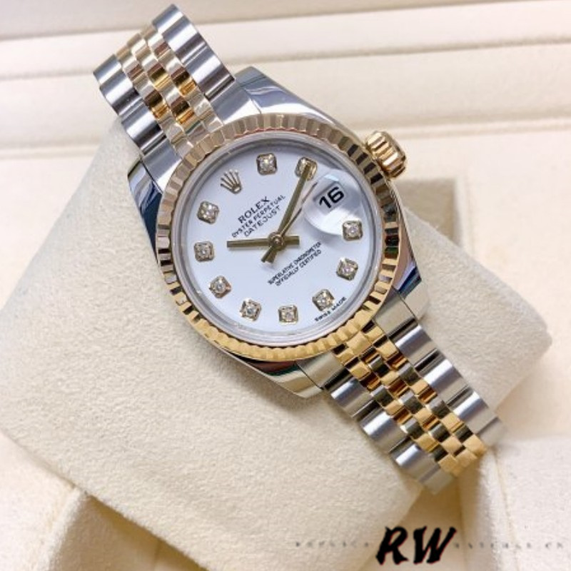 Rolex Datejust 179173 White Diamond Dial Fluted Bezel 26MM Lady Replica Watch - QualitySwissReplica