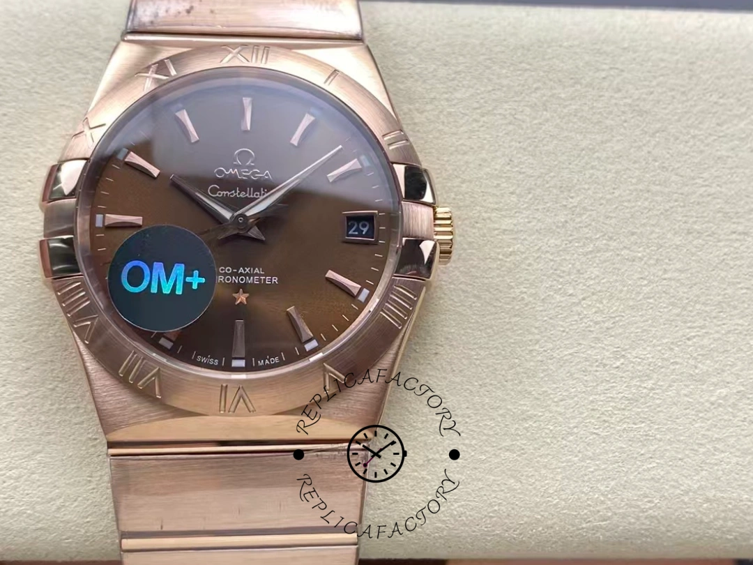Omega Constellation Co-Axial 38 mm Brown Dial 123.50.38.21.13.001 Replica - QualitySwissReplica