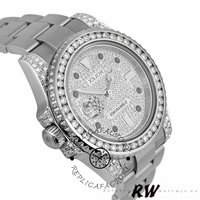 Rolex Submariner Date 116610LN Custom Diamond 40MM Mens Replica Watch - QualitySwissReplica