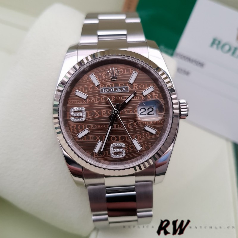 Rolex Datejust 116234 Waves Bronze Diamond Dial 36mm Unisex Replica Watch - QualitySwissReplica