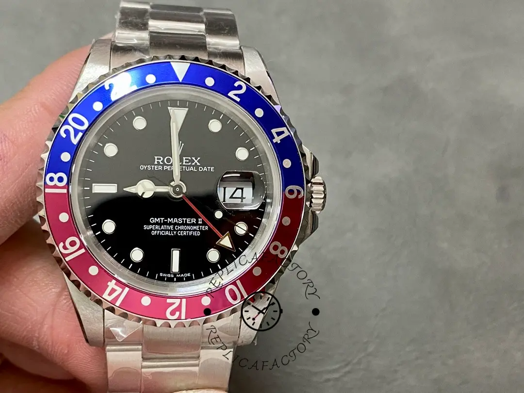 Rolex GMT-Master II 16710 Black Dial Blue Red Pepsi Bezel 40MM Mens Replica Watch - QualitySwissReplica