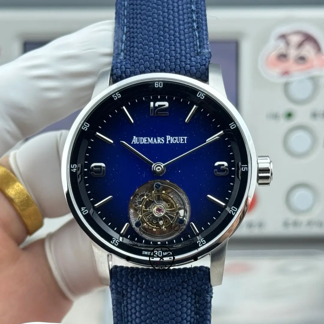 Replica AP Code 11.59 Blue Aventurine Dial 26396BC.OO.D002CR.01 Nylon Strap - QualitySwissReplica