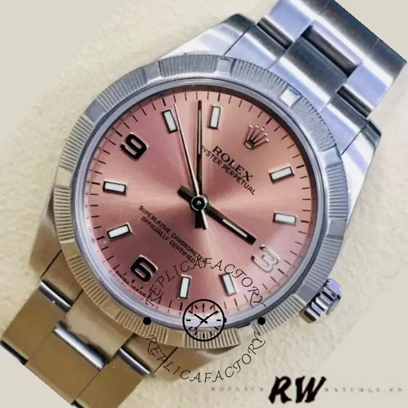 Rolex Oyster Perpetual 177210 Stainless Steel Pink Dial 31mm Lady Replica Watch - QualitySwissReplica