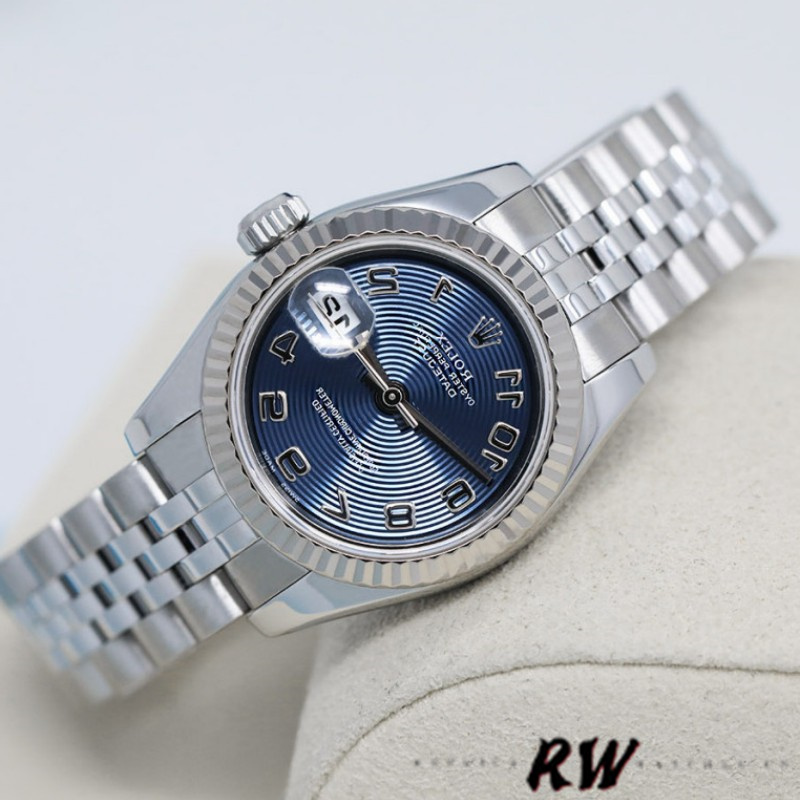 Rolex Datejust 179174 Concentric Circle Blue Dial Fluted Bezel 26MM Lady Replica Watch - QualitySwissReplica