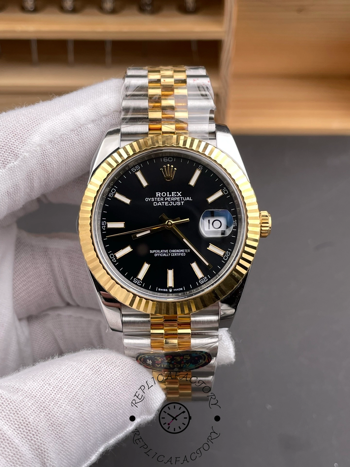 Rolex Datejust 41 Black Dial Gold & Steel 126333 0014 Men's Watch - QualitySwissReplica