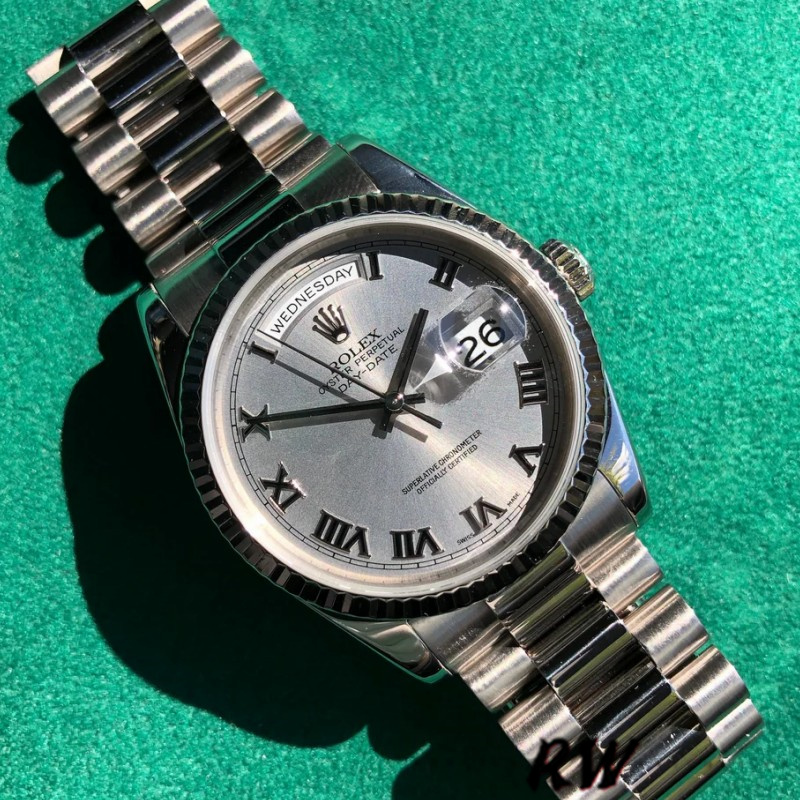 Rolex Day-Date 118239 Silver Roman Numeral 36mm Unisex Replica Watch - QualitySwissReplica