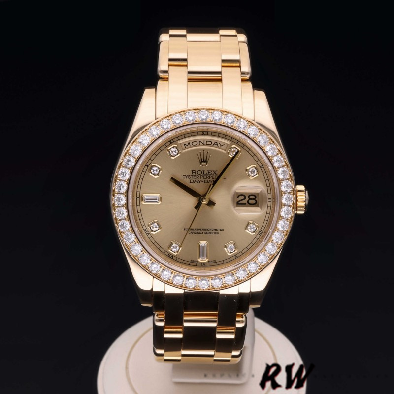 Rolex Day-Date 18948 Champagne Diamond Dial Special Edition 39MM Mens Replica Watch - QualitySwissReplica