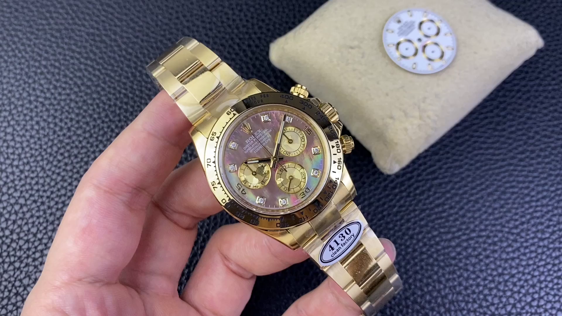 Rolex Daytona 116508 Yellow Gold Black Mother Of Pearl Dial 40MM Mens Replica Watch - QualitySwissReplica