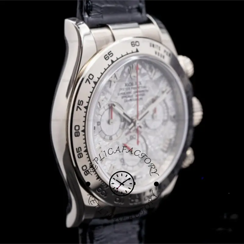 Rolex Daytona 116519 Black Leather strap Meteorite Dial 40mm Mens Replica Watch - QualitySwissReplica