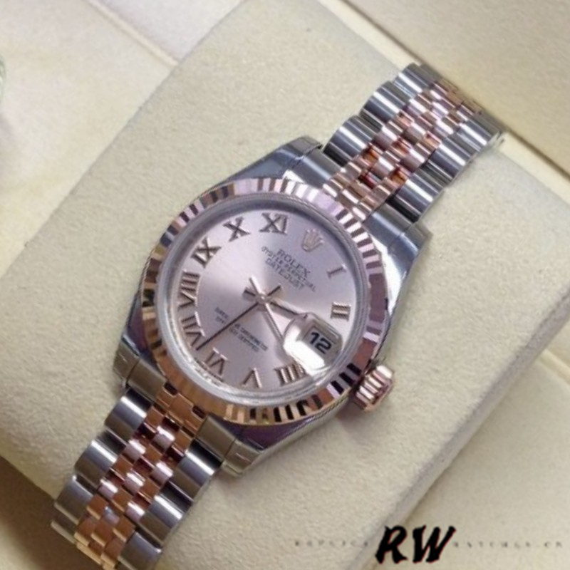 Rolex Datejust 179171 Pink Roman Numeral Dial Fluted Bezel 26MM Lady Replica Watch - QualitySwissReplica