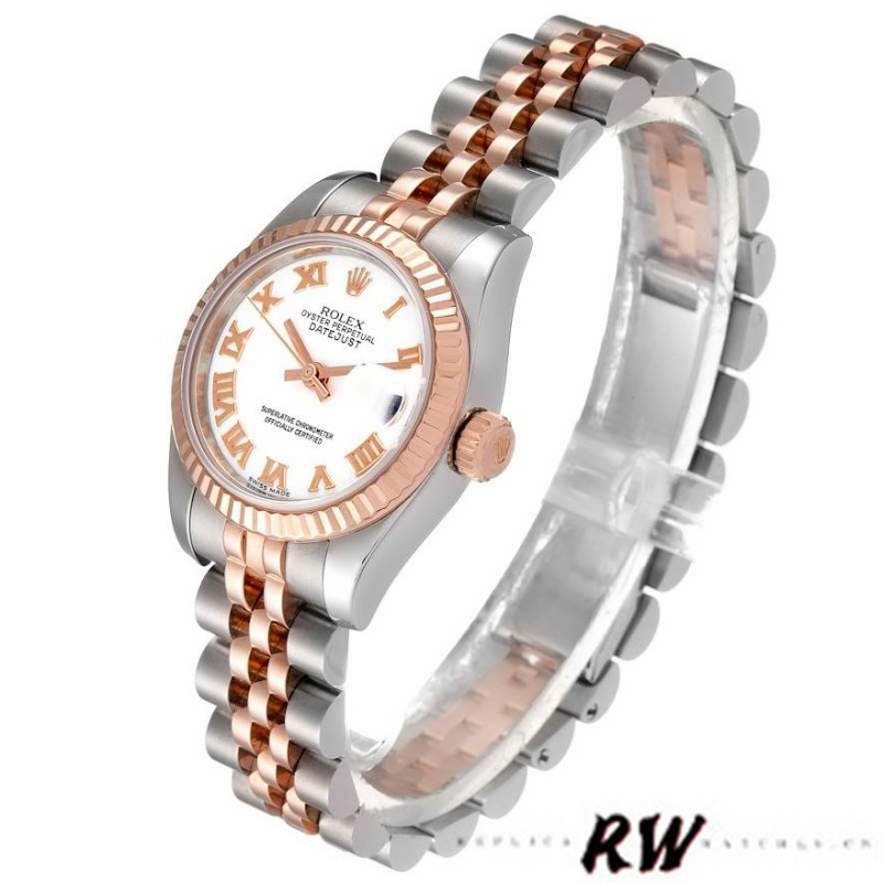 Rolex Datejust 179171 White Roman Numeral Dial Fluted Bezel 26MM Lady Replica Watch - QualitySwissReplica