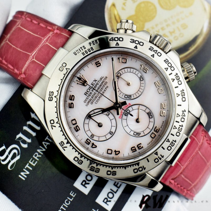 Rolex Daytona 116519 Rose MOP Arabic Pink Strap 40mm Mens Replica Watch - QualitySwissReplica
