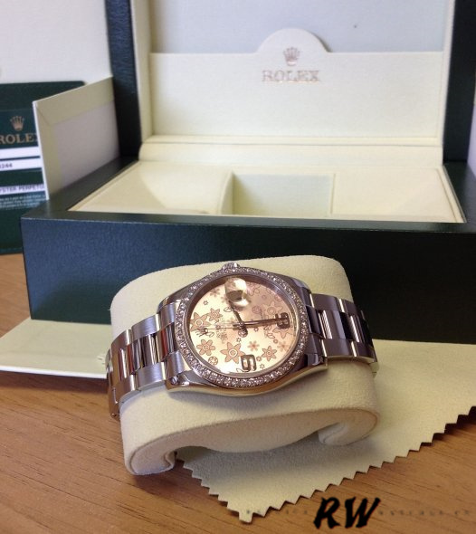 Rolex Datejust 116244 Stainless Steel Pink Floral Dial 36mm Lady Replica Watch - QualitySwissReplica