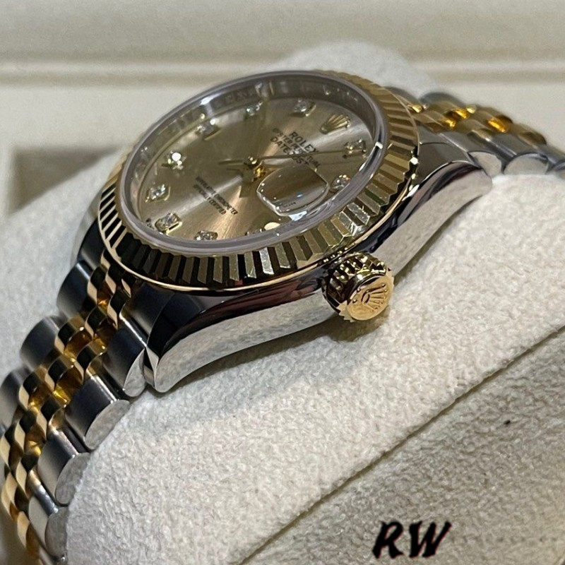 Rolex Datejust 279173 Champagne Diamond Dial Fluted Bezel 28mm Lady Replica Watch - QualitySwissReplica